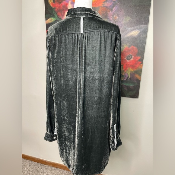 CP shades Gray Velour Soft Button front Longline Blouse Sz Small Made in USA - Picture 6 of 9